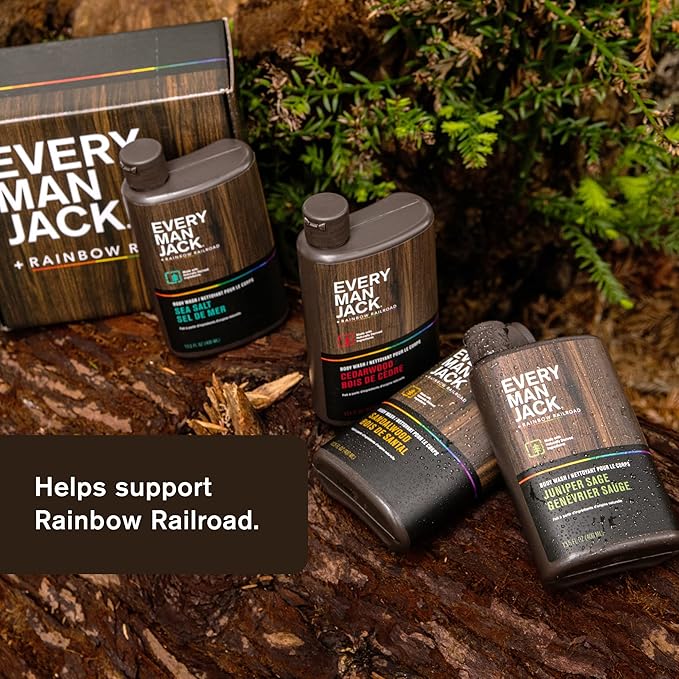 Every Man Jack Body Wash Variety Box - Includes Four Body Washes with Clean Ingredients & Incredible Scents - Round Out His Routine with Sandalwood, Cedarwood, Juniper Sage, & Sea Salt Body Washes-VeraVaultWomen