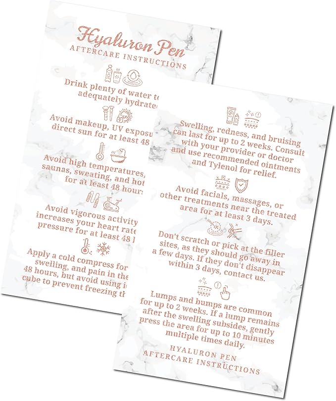 100 Pack - Premium Hyaluron Pen Lip Filler Aftercare Instructions Card 2 x 3.5" Accessories Supplies Kit Care - HP21A100_N-VeraVaultWomen