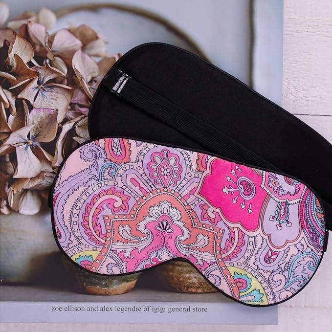 100% Pure Silk Eye Mask Sleep Eye Mask Eye Cover Eyeshade Sleeping Eye Mask Printed Colors (#12)-VeraVaultWomen