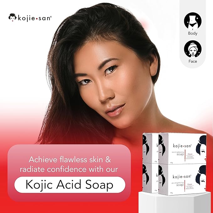 Kojie San Skin Brightening Brush Set - Original Kojic Acid Soap That Helps Reduces Dark Spots & Other Types of Skin Damage – 65g x 6 Bars and Relumins Deep Pore Facial Cleansing Brush-VeraVaultWomen