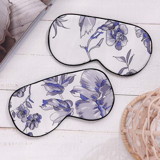 100% Pure Silk Eye Mask Sleep Eye Mask Eye Cover Eyeshade Sleeping Eye Mask Printed Colors (#11)-VeraVaultWomen