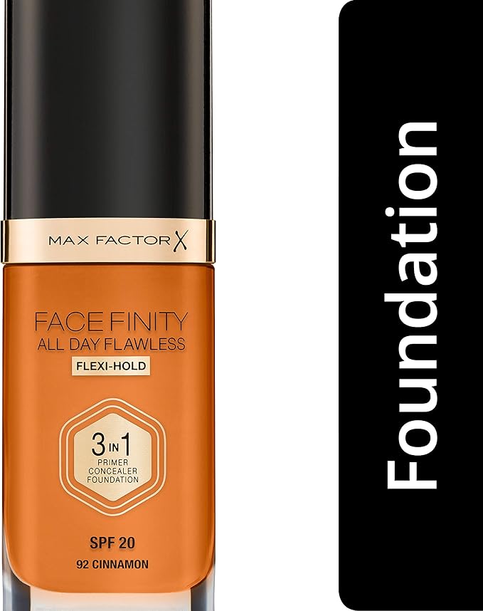 Max Factor Facefinity 3-in-1 All Day Flawless Foundation SPF 20#092 Cinnamon 7.05 Ounce-VeraVaultWomen
