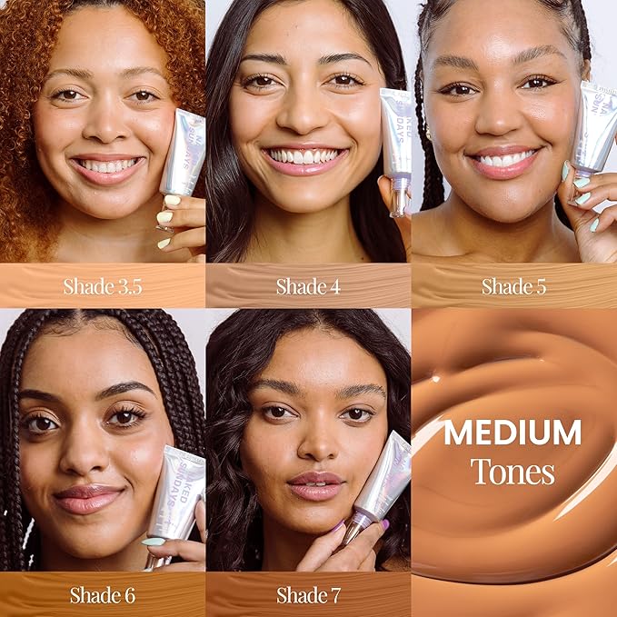 Naked Sundays BeautyScreen™ SPF 50 Mineral Peptide Foundation Tint – 2-in-1 Skin Tint & Mineral Sunscreen | Radiant, Buildable Coverage, Acne-Safe, Infused with Peptides (5 Tan Honey, 1.01 oz)-VeraVaultWomen