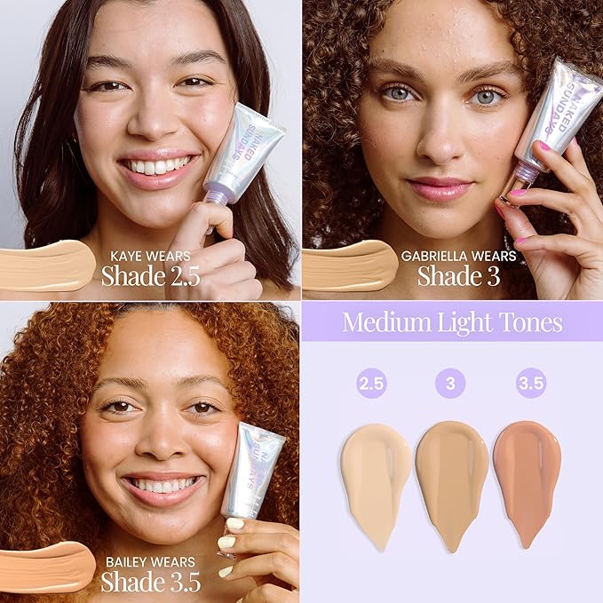 Naked Sundays BeautyScreen™ SPF 50 Mineral Peptide Foundation Tint 2-in-1 Skin Tint & Mineral Sunscreen- Radiant, Buildable Coverage, Acne-Safe (3.5 Light Medium Cool, 1.01 Fl Oz)-VeraVaultWomen