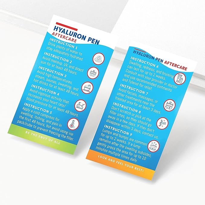 100 Pack - Premium Hyaluron Pen Lip Filler Aftercare Instructions Card 2 x 3.5" Accessories Supplies Kit Care - HP12A100_N-VeraVaultWomen