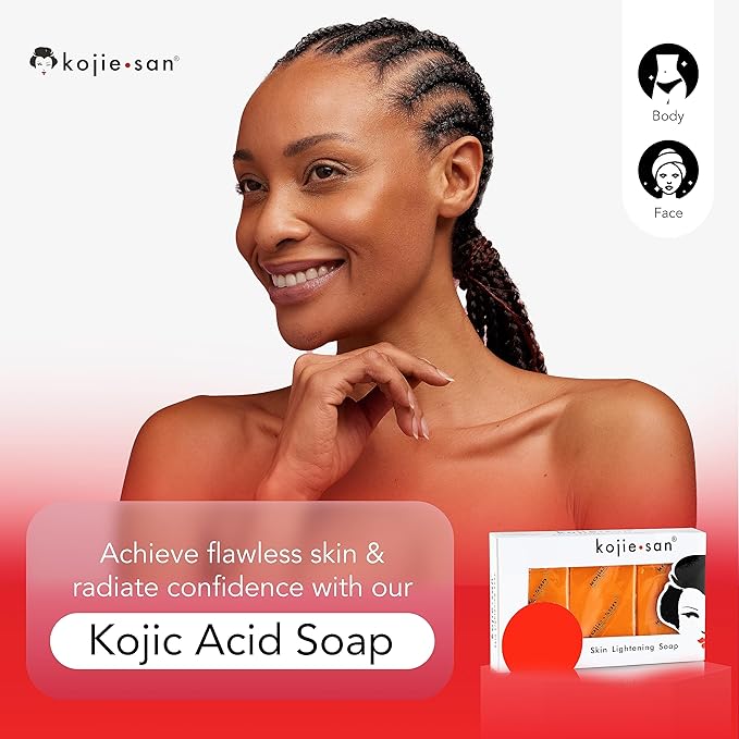 Kojie San Face & Body Shower Set - The Original Kojic Acid Soap, Dark Spot Remover Bar Soap with Coconut & Tea Tree Oil – 65g x 8 Bars with Leafa Soap Net, Brush and Soap Dish-VeraVaultWomen