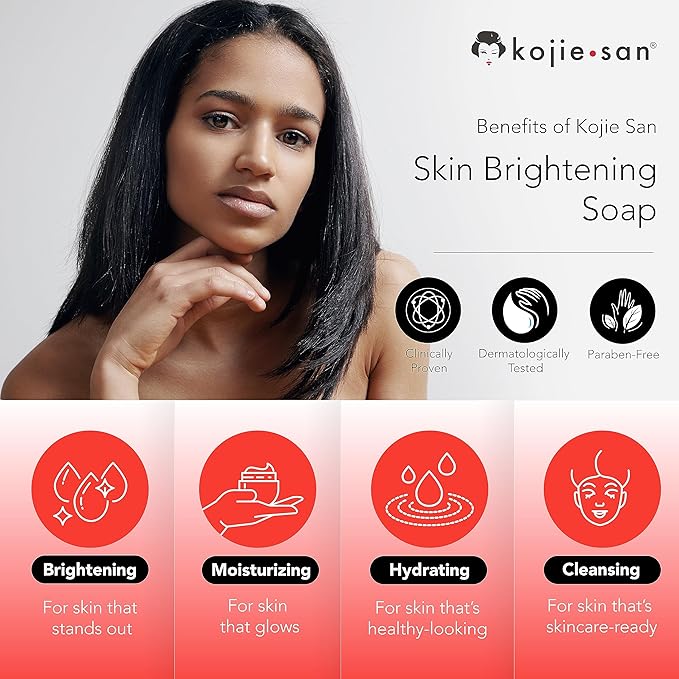 Kojie San Face & Body Skin Brightening Shower 9pc Set - the Original Kojic Acid Soap that Helps Reduce Dark Spots 6 x 135g Bars, Soap Dish and Facial Cleansing Brush…-VeraVaultWomen