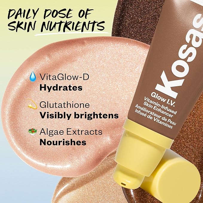 Kosas Glow I.V. Vitamin-Infused Skin Enhancer Face Makeup - Tinted Beauty Highlighter for a Healthy Glow - Energize-VeraVaultWomen