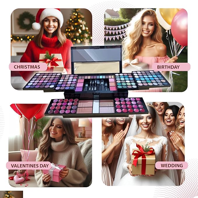 Makeup Kit for Women - 190-in-1 - Professional Makeup Pallets, makeup kit Includes Eyeshadows, Blushes, Makeup Brushes & More For a Full Makeup Look-VeraVaultWomen