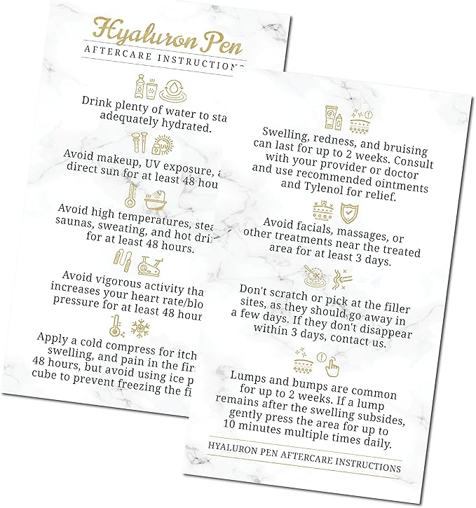 100 Pack - Premium Hyaluron Pen Lip Filler Aftercare Instructions Card 2 x 3.5" Accessories Supplies Kit Care - HP22A100_N-VeraVaultWomen