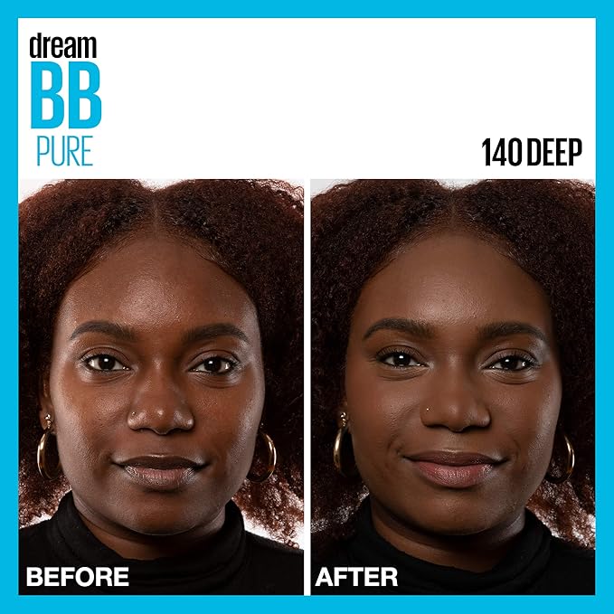 Maybelline Dream Pure Skin Clearing BB Cream, 8-in-1 Skin Perfecting Beauty Balm With 2% Salicylic Acid, Sheer Tint Coverage, Oil-Free, Deep, 1 Count-VeraVaultWomen