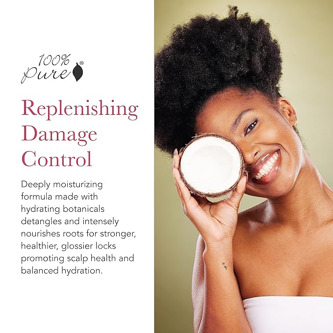 100% PURE Honey & Virgin Coconut Restorative Conditioner Moisturizer & Repair Replenishing Nutrient Boost for Dry Damaged Hair, Promotes Healthy Growth for Women & Men - Sulfate Free - 8 Fl Oz-VeraVaultWomen