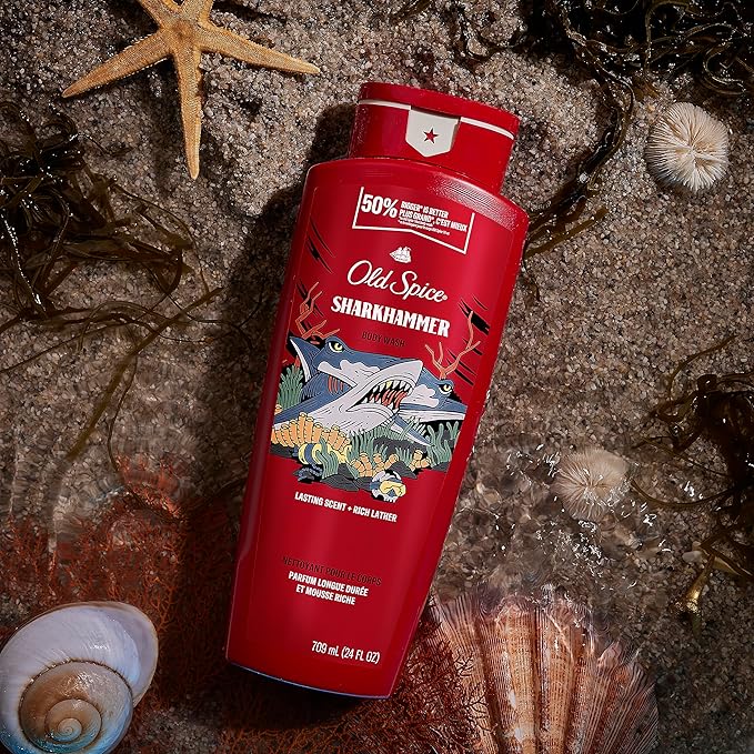 Old Spice Body Wash for Men, Sharkhammer, Long Lasting Lather, 24 fl oz (Pack of 4)-VeraVaultWomen