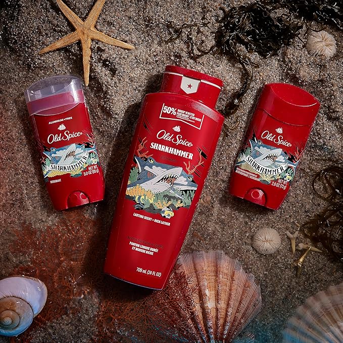 Old Spice Body Wash for Men, Sharkhammer, Long Lasting Lather, 24 fl oz (Pack of 4)-VeraVaultWomen