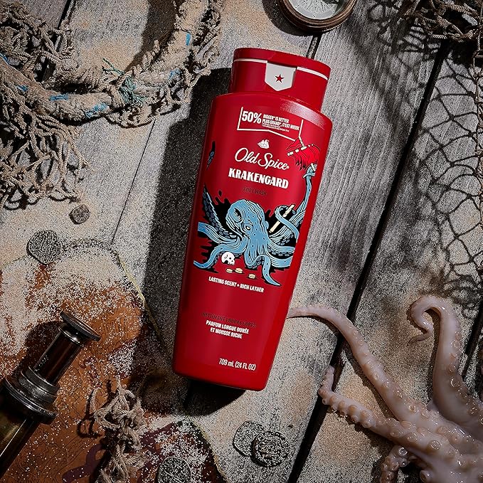 Old Spice Body Wash for Men, Krakengard, Long Lasting Lather, 24 FL OZ (Pack of 4)-VeraVaultWomen