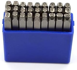 27pcs Heavy Duty Steel Stamp Uppercase Reverse Letters 1/8 3mm Hand Stamping Character Mark Code Alphabet Punch Kit for Bracelet Ring Jewelry Sheet Metal Plate Making Mold Die