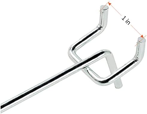 L Shape Pegboard Hooks, 4 Inch 50-Pack, Sturdy Galvanized Metal, Suitable for 1/4 and 1/8 Inch, Rubber Tipped, For Garage, Office, Kitchen, Store (Silver)