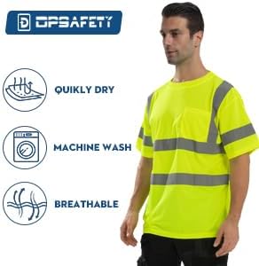 High Visibility Class 3 T Shirts，Hi Vis Safety Shirts with Reflective Strips and Pocket, Short Sleeve Quick Dry Mesh Construction Work Shirt for Men/Women Lime,6XL