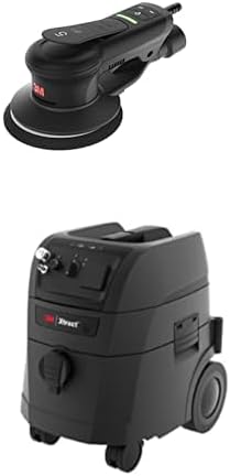 3M Xtract Electric Random Orbital Sander, ROS, 88760, 6 in, Central Vacuum, 3/16 in Orbit, 110V, 350W Motor + 3M Xtract Portable Dust Extractor, 64256, 9 Gallon/35 Liter