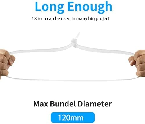 18 inch Black Zip Ties Heavy Duty 500 PACK, 200 LBS Ultra Exclusive Strong Plastic Wire Ties, Large Cable Ties Extra Long Tie Wraps, Indoor and Outdoor UV Resistant