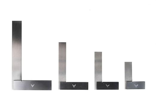 PEC Tools Machinist Square Set, 2", 3", 4" and 6" Squares in Case L-Type Testing Measuring Tool