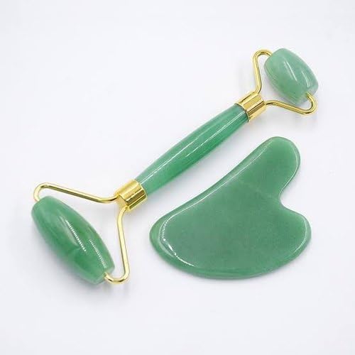 Green Jade Roller & Gua Sha Set, Face Roller Manual Massager,Green Jade Applicator for Face, Neck,Body Muscle,Relaxing, Stimulating Blood Flow, Relieve Fine Lines, Wrinkles,Green-VeraVaultWomen