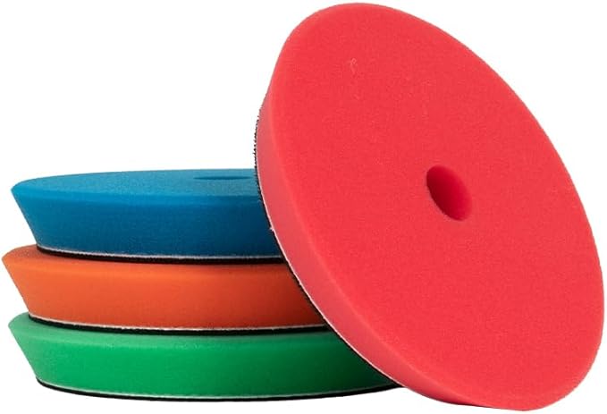 SGCB Pro 6" DA Buffing Polishing Pad Buffer Pads 4Pcs Coarse to Fine for 6 Inch RO DA Rotary Polisher Hook and Loop Buffing Foam Pads Sponge Polish Pad Compounding Polishing Finishing and Waxing