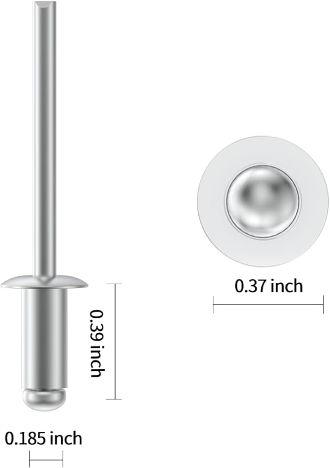 (170Pcs) 3/16" x3/8" Aluminum Blind Rivets, 4.8 x 10mm Pop Rivets,Rivets for Metal,Silver-(VG10108)