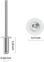 (170Pcs) 3/16" x3/8" Aluminum Blind Rivets, 4.8 x 10mm Pop Rivets,Rivets for Metal,Silver-(VG10108)