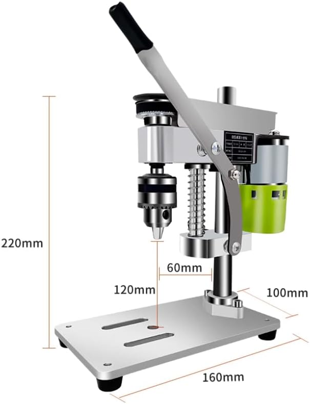 RATTMMOTOR DIY Benchtop Drilling Machine 110V-220V, Mini Desktop Variable Speed Drill Press 12mm Stroke, 3000RPM 795 Motor with Bench Vise Clamp, JT0 Drill Chuck 4.5mm for CNC Machining