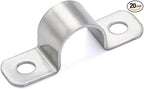 3/8 Inch Stainless Steel Conduit Clamps 2 Hole Pipe Clamps U Pipe Bracket Conduit Fixing Clips, Universal Clamp for Cylindrical Components - Fits OD 10 mm (Approx.3/8") | 20 Pcs