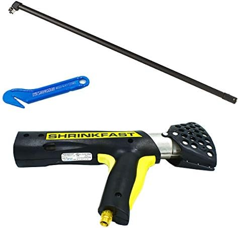 Bundle - Shrinkfast 998 Propane Heat Gun, 200000 BTU, Ready to Use with 25' Hose, Regulator, Wrench, Hard Case, 6' Angled Extension, and Shrink Film Knife Made in the USA