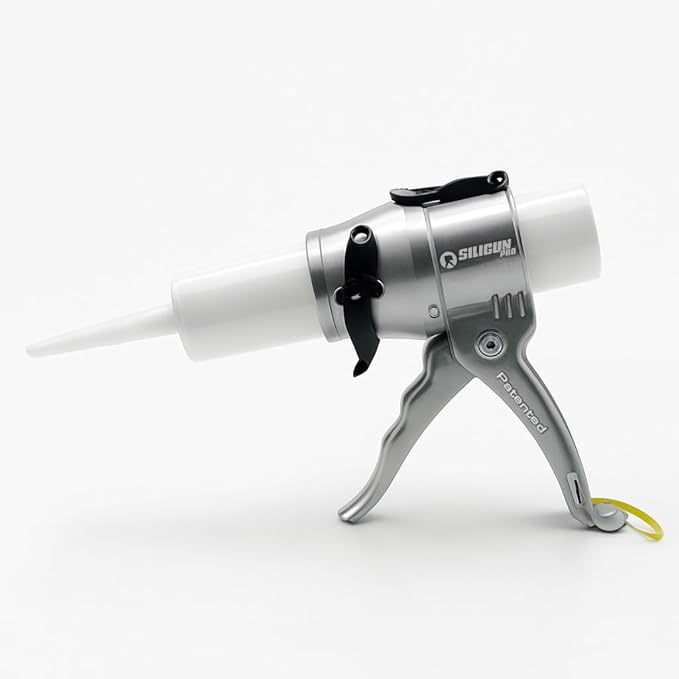 SILIGUN™ PRO Compact 24:1 Caulking Gun - No Drip Caulk Gun - Patent Design - Lightweight Aluminum Frame - Works with all 10 oz Tubes (SILIGUN PRO Nozzle Kit)