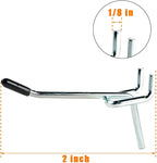 2 Inch 50-Pack,Sturdy and Durable L Shape Galvanized Metal suitbale for 1/4 and 1/8 Pegboard Hooks with Rubber Tipped,Pegboard Hooks for Garage,Office,Kitchen,Store(Silver)