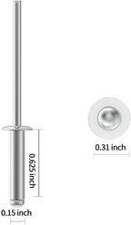 145pcs 5/32" x 5/8" Aluminum Blind Rivets, 4 x 16mm Pop Rivets,Rivets for Metal,Silver-(VG10106)