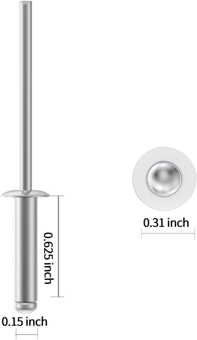 145pcs 5/32" x 5/8" Aluminum Blind Rivets, 4 x 16mm Pop Rivets,Rivets for Metal,Silver-(VG10106)