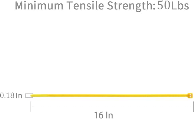 XINGO 100PCS Cable Zip Ties Heavy Duty, Premium Nylon Plastic Wire Ties with 50 Pounds Tensile Strength, Self-Locking Black Nylon Zip Ties for Indoor and Outdoor (16 inch, Yellow)