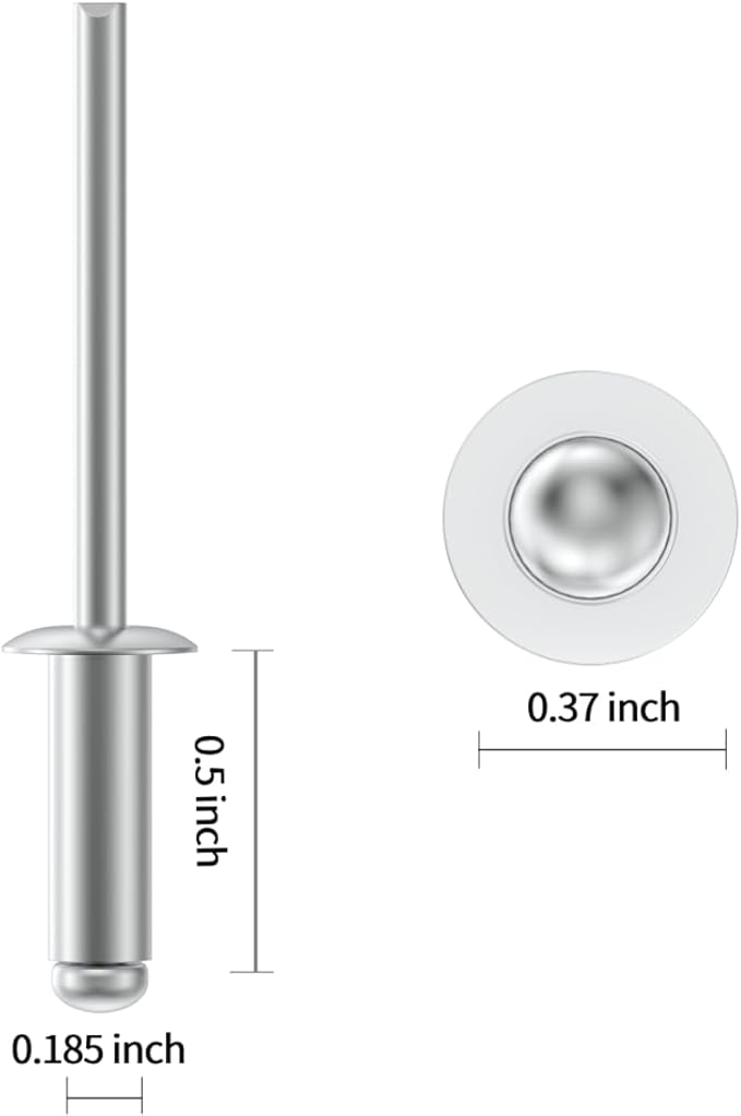(150Pcs) 3/16" x1/2" Aluminum Blind Rivets, 4.8 x 13mm Pop Rivets,Rivets for Metal,Silver-(VG10109)