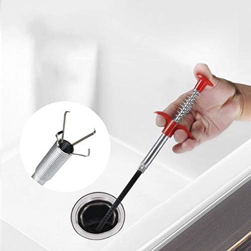 Drain Snake with Bendable Hose & 4 Claws - Flexible Hair Drain Clog Remover Tool for Sink, Toilet, Shower, and Tight Spaces, Grabber Claw Pick Up Reacher for Clogged Drains Cleaning (35.4in)