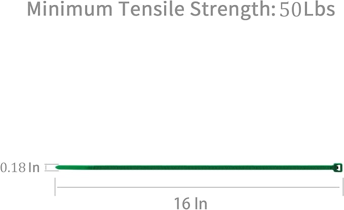 XINGO 100PCS Cable Zip Ties Heavy Duty, Premium Nylon Plastic Wire Ties with 50 Pounds Tensile Strength, Self-Locking Black Nylon Zip Ties for Indoor and Outdoor (16 inch, Dark Green)