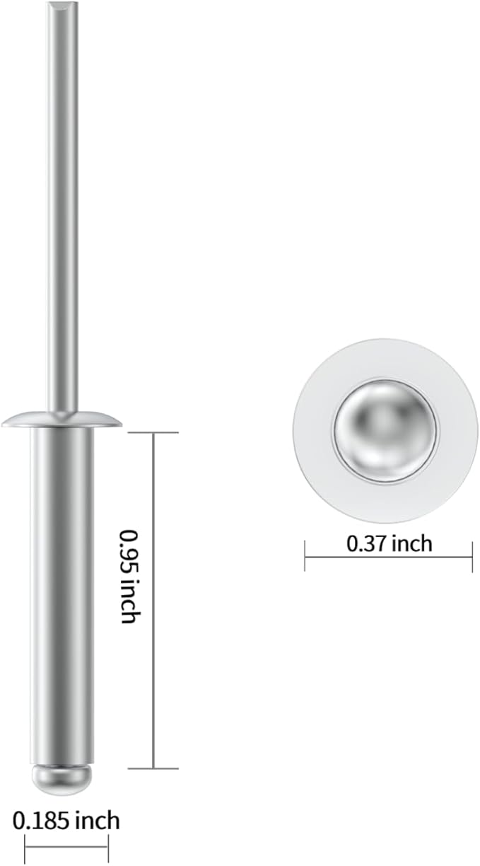(110Pcs) 3/16" x1" Aluminum Blind Rivets, 4.8 x 25mm Pop Rivets,Rivets for Metal,Silver-(VG10112)