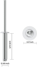(110Pcs) 3/16" x1" Aluminum Blind Rivets, 4.8 x 25mm Pop Rivets,Rivets for Metal,Silver-(VG10112)