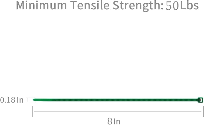 XINGO 100PCS Cable Zip Ties Heavy Duty, Premium Nylon Plastic Wire Ties with 50 Pounds Tensile Strength, Self-Locking Black Nylon Zip Ties for Indoor and Outdoor (8 inch, Dark Green)