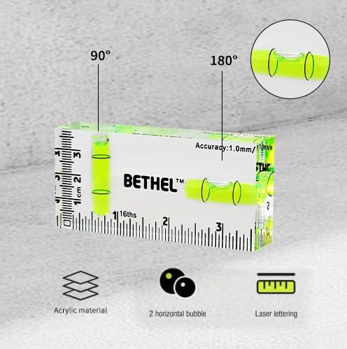 BETHEL Pocket Bubble Level - Mini 90°/180° Spirit Level with Shatterproof Design, High Accuracy for Picture Hanging, DIY Projects, Construction - Compact 95x40x15mm Layout Tool