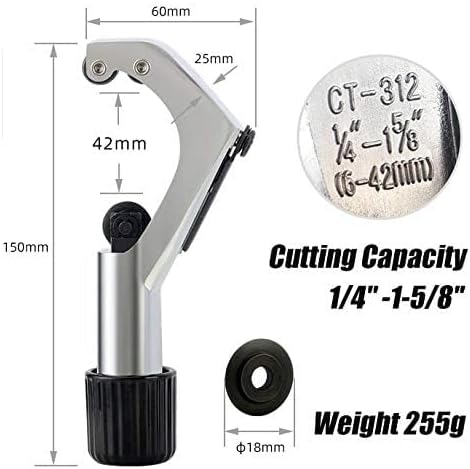 GOLDEAL Tube Cutter,Constant Swing Pipe Cutter Tool for Metal Pipe,1/4"-1-5/8",with 5 Spare Cutting Blades & Deburring Tool,Bike Front Fork/Seatpost/Seat Tube/Steerer Tube Cutter(Silver)