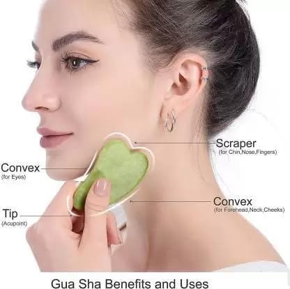 Green Jade Roller & Gua Sha Set, Face Roller Manual Massager,Green Jade Applicator for Face, Neck,Body Muscle,Relaxing, Stimulating Blood Flow, Relieve Fine Lines, Wrinkles,Green-VeraVaultWomen