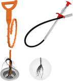 Drain Snake with Bendable Hose & 4 Claws - Flexible Hair Drain Clog Remover Tool for Sink, Toilet, Shower, and Tight Spaces, Grabber Claw Pick Up Reacher for Clogged Drains Cleaning (23.6in)