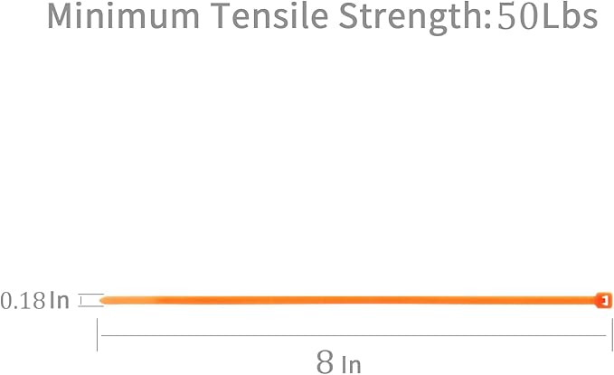 XINGO 100PCS 8 inch Orange Cable Zip Ties Heavy Duty, Premium Nylon Plastic Wire Ties with 50 Pounds Tensile Strength, Self-Locking Black Nylon Zip Ties for Indoor and Outdoor