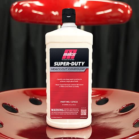 Malco Super Duty Heavy Cut Compound - Professional Cutting, Polishing and Finishing Compound/for Auto Paint Correction, Detailing and Buffing / 32 oz. (127632)