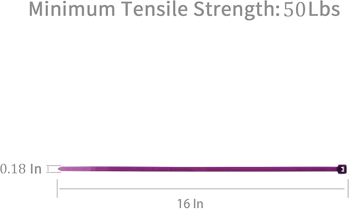 XINGO 100PCS Cable Zip Ties Heavy Duty, Premium Nylon Plastic Wire Ties with 50 Pounds Tensile Strength, Self-Locking Black Nylon Zip Ties for Indoor and Outdoor (16 inch, Purple)
